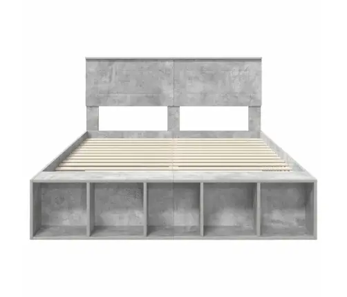 Gultas Rāmis Betona Pelēks 140 X 190 Cm Inženierijas Koks Vidaxl