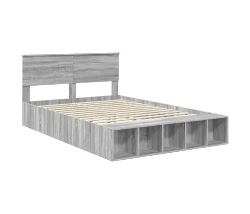 Gultas Rāmis Pelēks Sonoma 140 X 190 Cm Inženierijas Koks Vidaxl