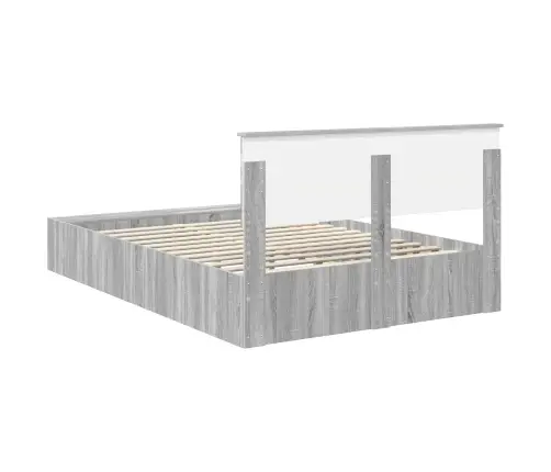 Gultas Rāmis Pelēks Sonoma 140 X 190 Cm Inženierijas Koks Vidaxl