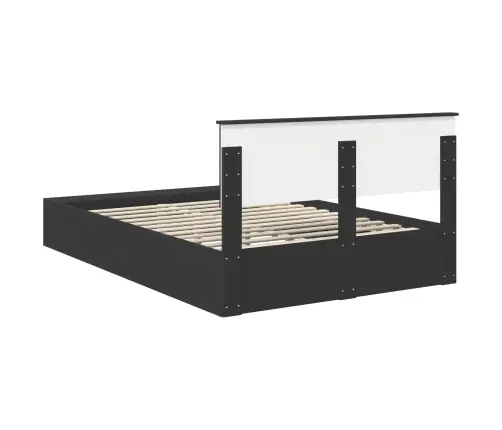 Gultas Rāmis Ar Plauktu Melna 140 X 200 Cm Inženierijas Koks Vidaxl