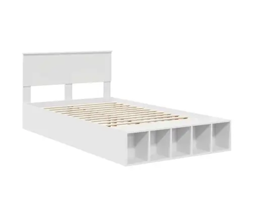 Gultas Rāmis Ar Plauktu Balts 135 X 190 Cm Inženierijas Koks Vidaxl