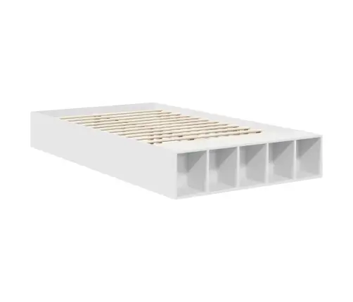 Gultas Rāmis Ar Plauktu Balts 135 X 190 Cm Inženierijas Koks Vidaxl