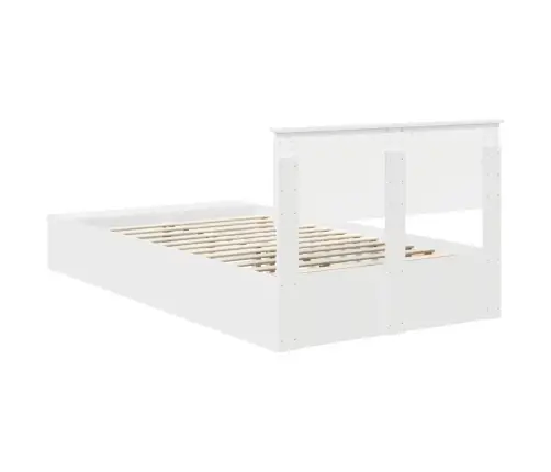 Gultas Rāmis Ar Plauktu Balts 135 X 190 Cm Inženierijas Koks Vidaxl