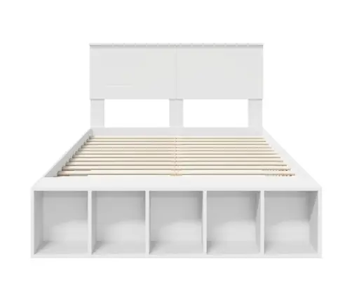 Gultas Rāmis Ar Plauktu Balts 135 X 190 Cm Inženierijas Koks Vidaxl