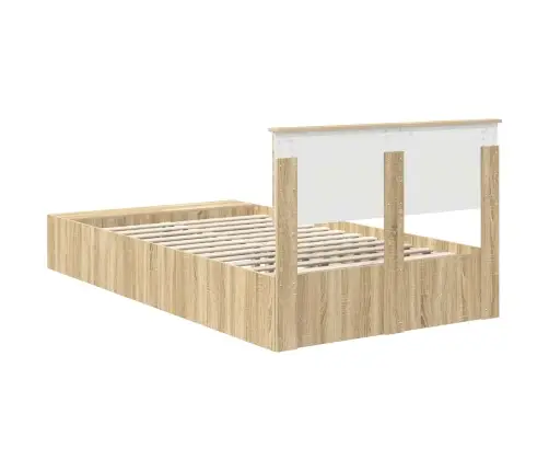 Voodi Raam Riiuliga Peaga Sonoma Tamm 135 X 190 Cm Tehispuit