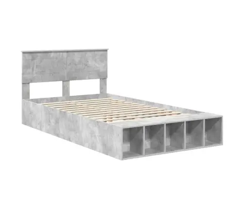 Gultas Rāmis Betona Pelēks 135 X 190 Cm Inženierijas Koks Vidaxl