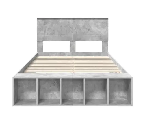 Gultas Rāmis Betona Pelēks 135 X 190 Cm Inženierijas Koks Vidaxl