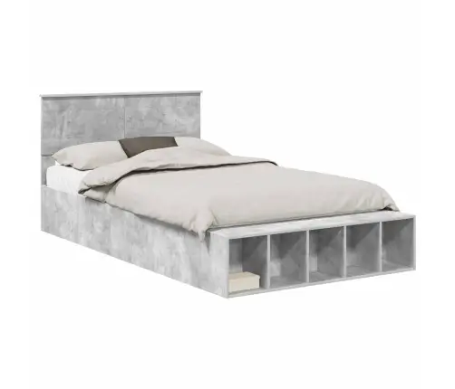 Gultas Rāmis Betona Pelēks 120 X 190 Cm Inženierijas Koks Vidaxl