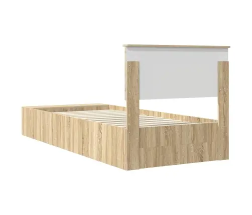 Voodi Raam Riiuliga Peaga Sonoma Tamm 100 X 200 Cm Tehispuit