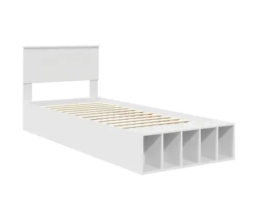 Gultas Rāmis Ar Plauktu Balts 90 X 190 Cm Inženierijas Koks Vidaxl