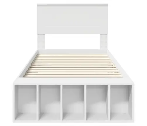 Gultas Rāmis Ar Plauktu Balts 90 X 190 Cm Inženierijas Koks Vidaxl