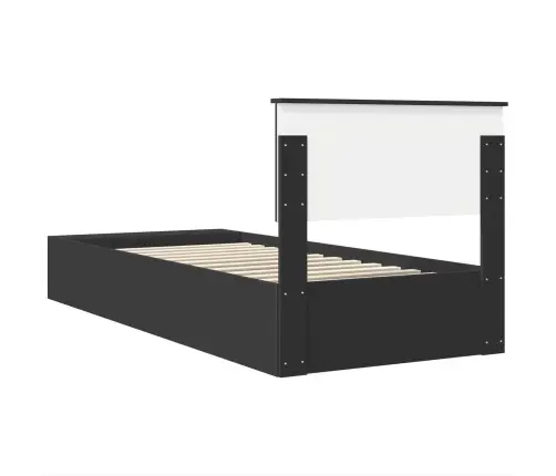 Gultas Rāmis Ar Plauktu Melna 90 X 190 Cm Inženierijas Koks Vidaxl