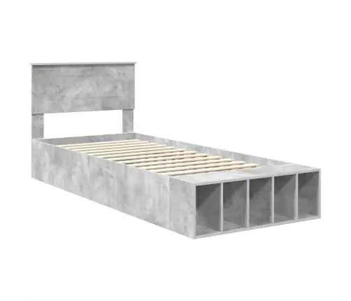 Gultas Rāmis Betona Pelēks 90 X 190 Cm Inženierijas Koks Vidaxl