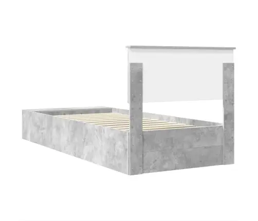 Gultas Rāmis Betona Pelēks 90 X 190 Cm Inženierijas Koks Vidaxl