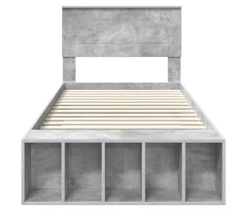 Gultas Rāmis Betona Pelēks 90 X 190 Cm Inženierijas Koks Vidaxl