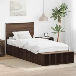 Gultas Rāmis Brūns Ozols 90 X 190 Cm Inženierijas Koks Vidaxl