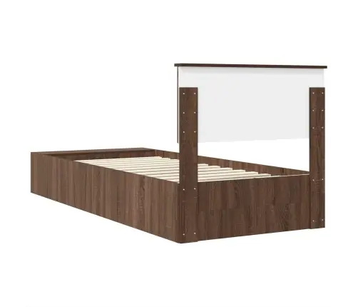 Gultas Rāmis Brūns Ozols 90 X 190 Cm Inženierijas Koks Vidaxl