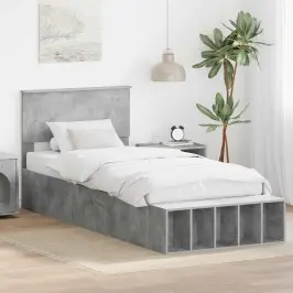 Gultas Rāmis Betona Pelēks 90 X 200 Cm Inženierijas Koks Vidaxl