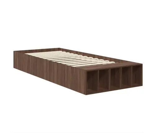 Gultas Rāmis Brūns Ozols 90 X 200 Cm Inženierijas Koks Vidaxl