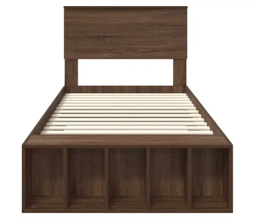 Gultas Rāmis Brūns Ozols 90 X 200 Cm Inženierijas Koks Vidaxl