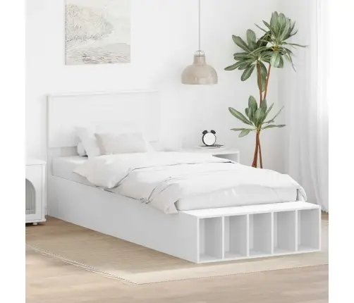 Lovos Rėmas Su Lentyna Balta 75 X 190 Cm Apdirbta Mediena