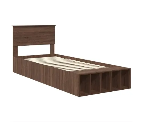 Gultas Rāmis Brūns Ozols 75 X 190 Cm Inženierijas Koks Vidaxl
