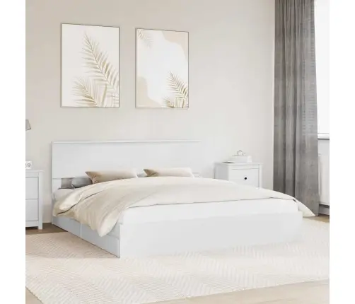 Gultas Rāmis Ar Atvilktni Balts 200 X 200 Cm Inženierijas Koks Vidaxl