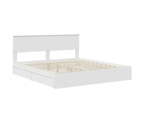 Gultas Rāmis Ar Atvilktni Balts 200 X 200 Cm Inženierijas Koks Vidaxl