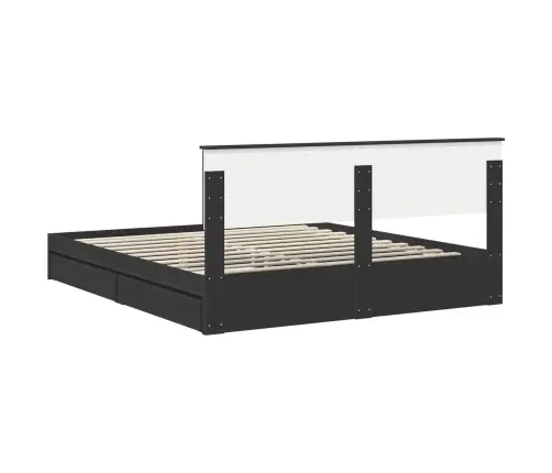 Gultas Rāmis Ar Atvilktni Melna 200 X 200 Cm Inženierijas Koks Vidaxl