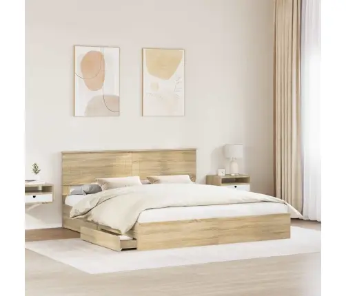 Laos Voodi Peaga Sahtliga Sonoma Tamm 200 X 200 Cm Tehispuit