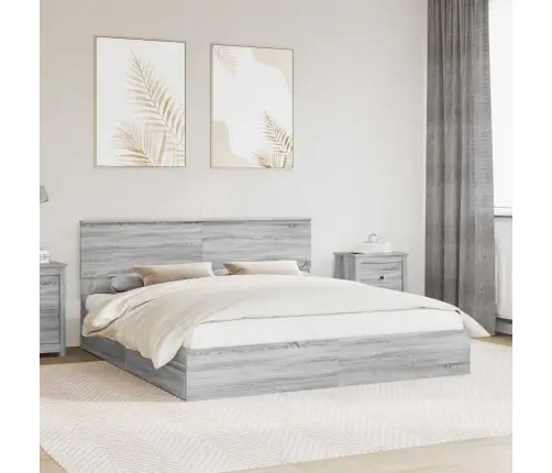 Glabāšanas Gulta Pelēks Sonoma 200 X 200 Cm Inženierijas Koks Vidaxl