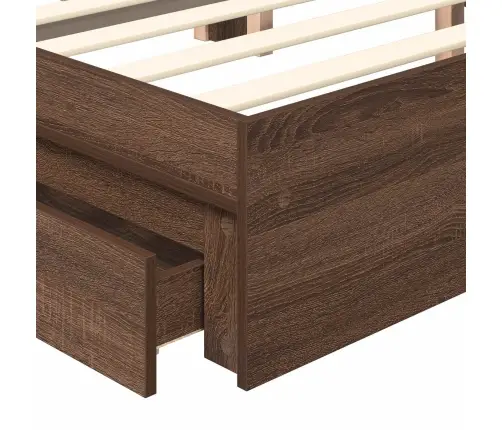 Glabāšanas Gulta Brūns Ozols 200 X 200 Cm Inženierijas Koks Vidaxl