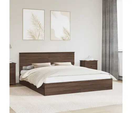 Glabāšanas Gulta Brūns Ozols 200 X 200 Cm Inženierijas Koks Vidaxl