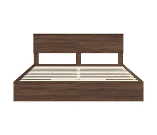 Glabāšanas Gulta Brūns Ozols 200 X 200 Cm Inženierijas Koks Vidaxl