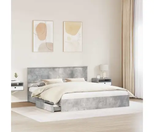 Laos Voodi Peaga Sahtliga Betoonhall 180 X 200 Cm Tehispuit