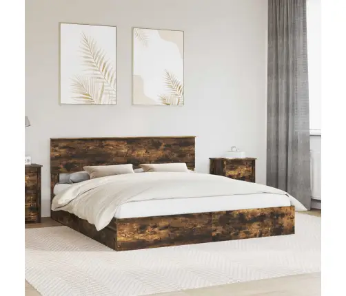 Saugos Lova Rūkyta Ąžuolas 180 X 200 Cm Apdirbta Mediena