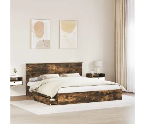 Saugos Lova Rūkyta Ąžuolas 180 X 200 Cm Apdirbta Mediena