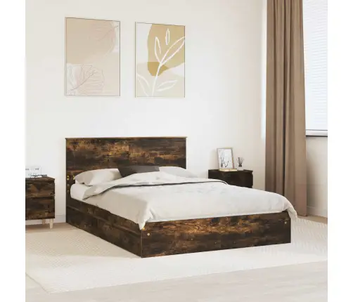 Saugos Lova Rūkyta Ąžuolas 160 X 200 Cm Apdirbta Mediena