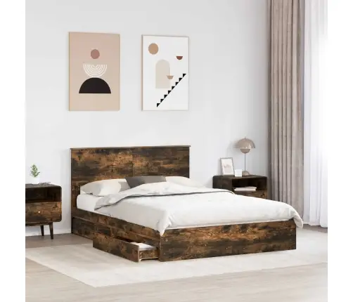 Saugos Lova Rūkyta Ąžuolas 160 X 200 Cm Apdirbta Mediena