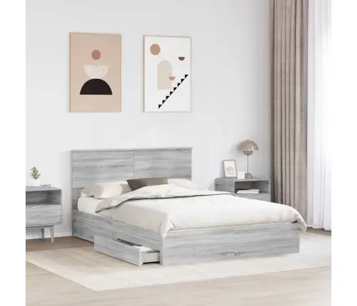 Glabāšanas Gulta Pelēks Sonoma 160 X 200 Cm Inženierijas Koks Vidaxl