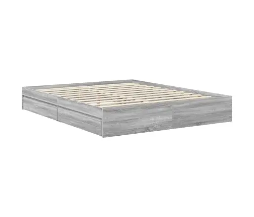 Glabāšanas Gulta Pelēks Sonoma 160 X 200 Cm Inženierijas Koks Vidaxl