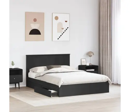 Glabāšanas Gulta Melna 150 X 200 Cm Inženierijas Koks Vidaxl