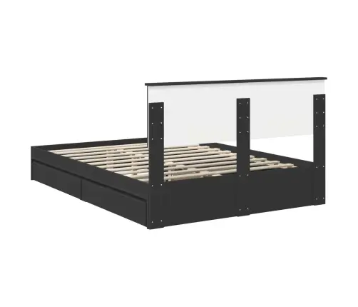 Glabāšanas Gulta Melna 150 X 200 Cm Inženierijas Koks Vidaxl