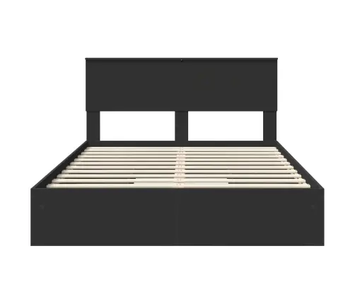 Glabāšanas Gulta Melna 150 X 200 Cm Inženierijas Koks Vidaxl