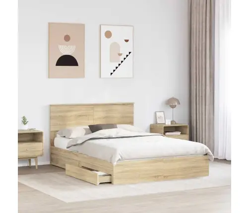 Glabāšanas Gulta Sonoma Ozols 150 X 200 Cm Inženierijas Koks Vidaxl