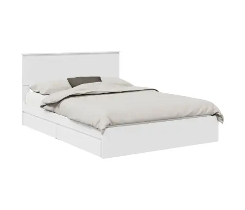 Laos Voodi Peaga Sahtliga Valge 140 X 190 Cm Tehispuit