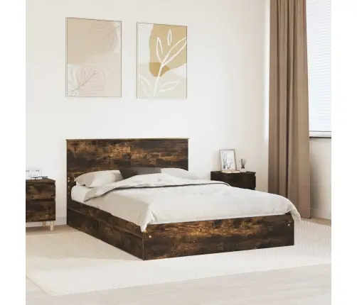 Saugos Lova Rūkyta Ąžuolas 140 X 200 Cm Apdirbta Mediena