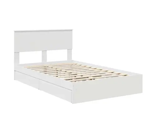 Laos Voodi Peaga Sahtliga Valge 135 X 190 Cm Tehispuit