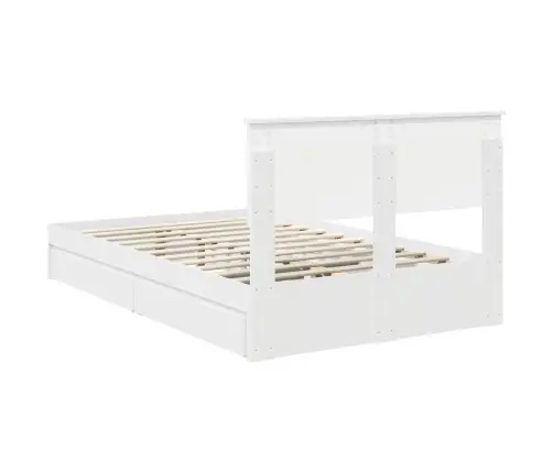 Laos Voodi Peaga Sahtliga Valge 135 X 190 Cm Tehispuit