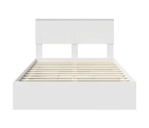 Laos Voodi Peaga Sahtliga Valge 135 X 190 Cm Tehispuit